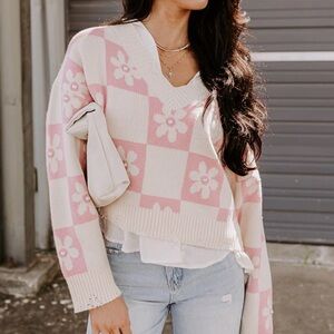 Shop Impressions layers of love floral pearl sweater